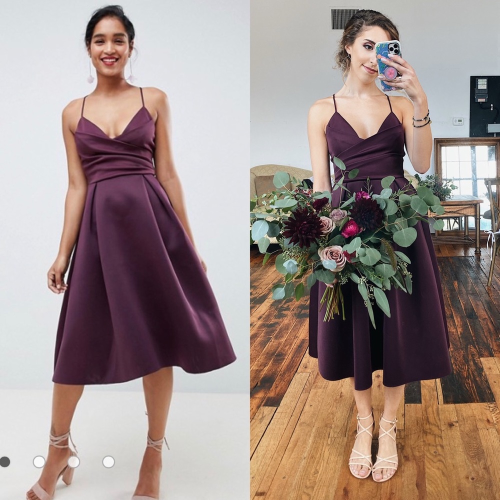 ASOS DESIGN Scuba Cami Midi Dress in Aubergine
